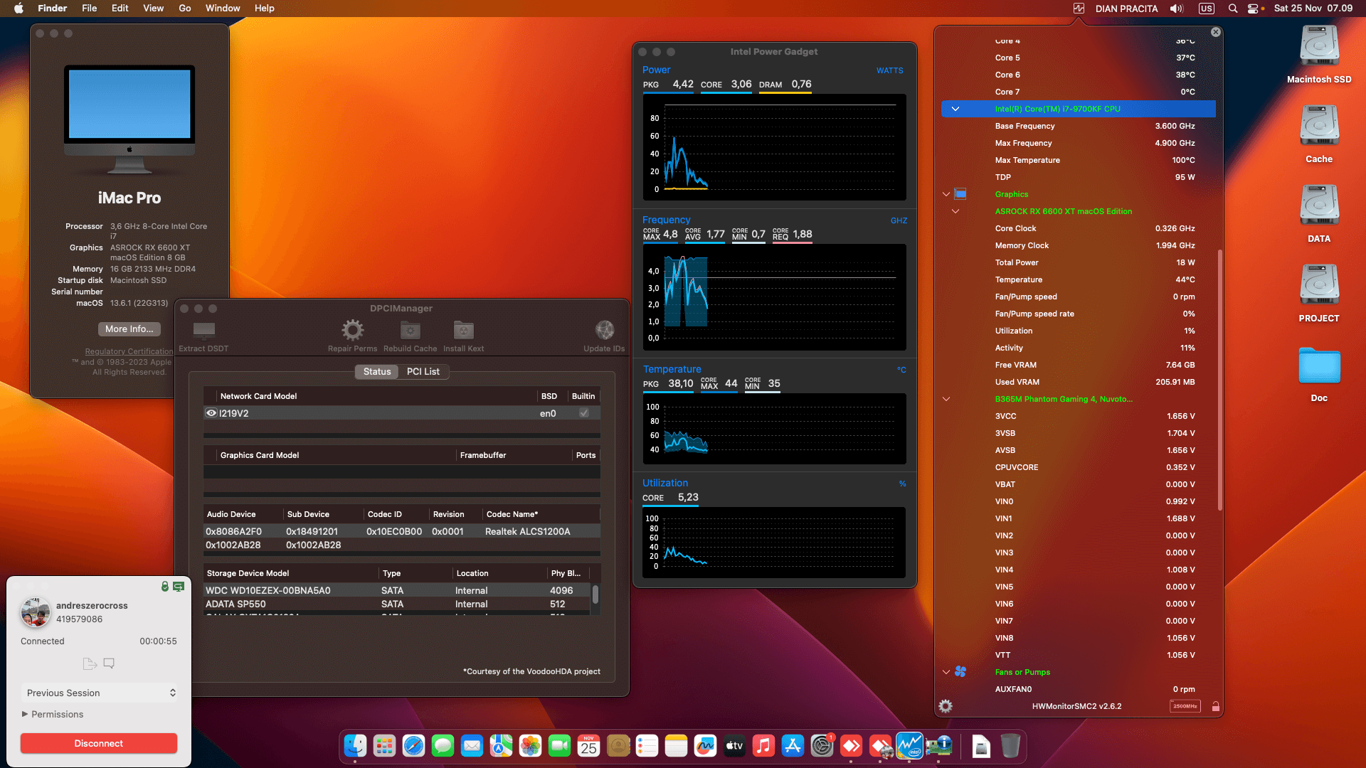 Success Hackintosh macOS Ventura 13.6.1 Build 22G313 in Asrock B365M Phantom Gaming 4 + Intel Core i7 9700KF + Asrock RX 6600 XT